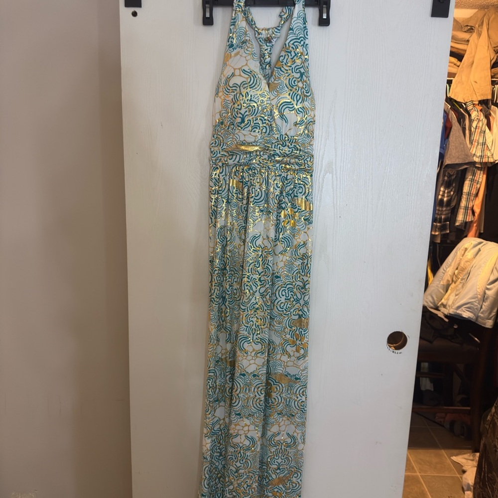 India Boutique Blue and Yellow Maxi Dress